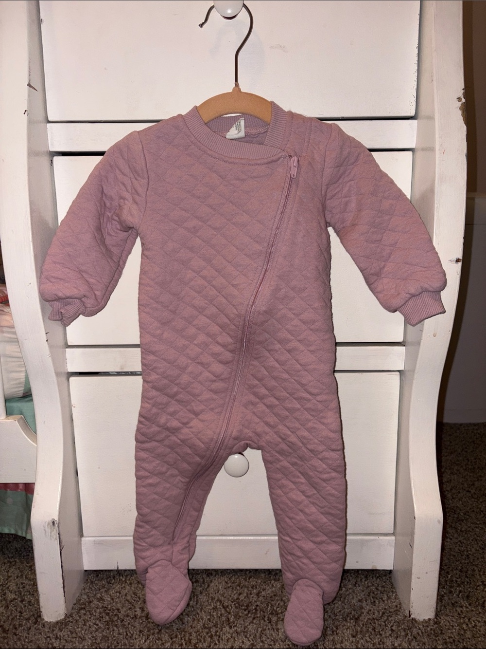 Cozy Quilted Pink Footed One-Piece for Babies